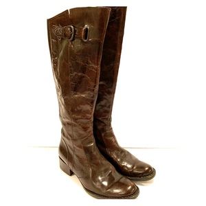 Born Womens Brown Boots Size 6 Tall Leather Zipper